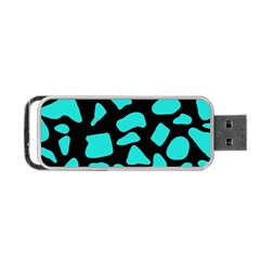 Neon Cow Dots Blue Turquoise And Black Portable Usb Flash (two Sides)