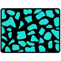 Neon Cow Dots Blue Turquoise And Black Double Sided Fleece Blanket (large)  by ConteMonfrey