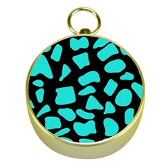 Neon Cow Dots Blue Turquoise And Black Gold Compasses by ConteMonfrey