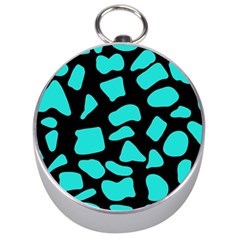 Neon Cow Dots Blue Turquoise And Black Silver Compasses by ConteMonfrey