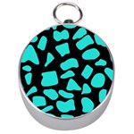 Neon cow dots blue turquoise and black Silver Compasses Front