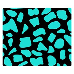 Neon Cow Dots Blue Turquoise And Black Double Sided Flano Blanket (small)  by ConteMonfrey