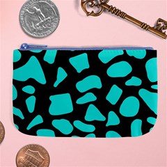 Neon Cow Dots Blue Turquoise And Black Large Coin Purse by ConteMonfrey