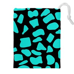 Neon Cow Dots Blue Turquoise And Black Drawstring Pouch (5xl) by ConteMonfrey