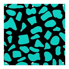 Neon Cow Dots Blue Turquoise And Black Banner And Sign 3  X 3  by ConteMonfrey