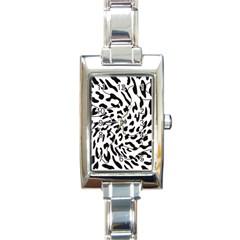 Leopard Print Black And White Rectangle Italian Charm Watch by ConteMonfrey