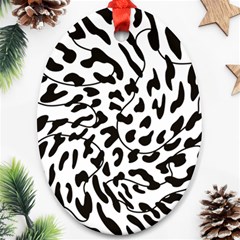 Leopard Print Black And White Ornament (oval) by ConteMonfrey