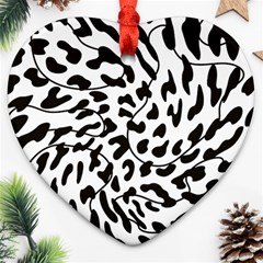 Leopard Print Black And White Ornament (heart) by ConteMonfrey