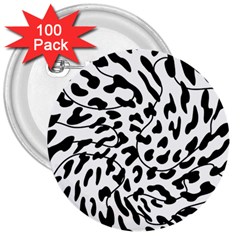 Leopard Print Black And White 3  Buttons (100 Pack)  by ConteMonfrey