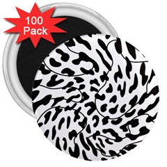 Leopard Print Black And White 3  Magnets (100 Pack) by ConteMonfrey