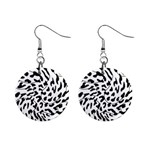 Leopard Print black and white Mini Button Earrings Front