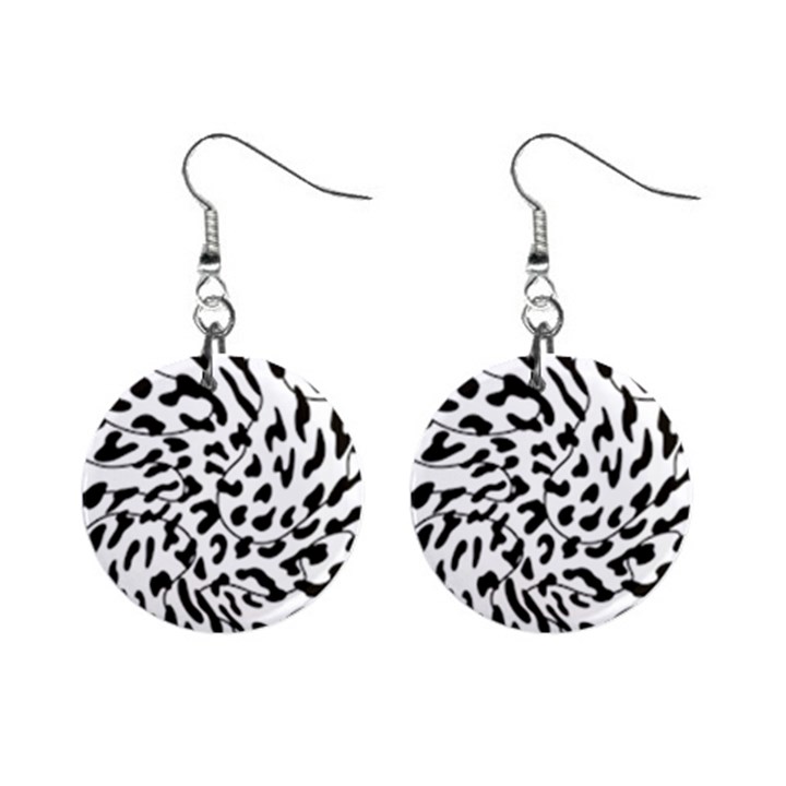 Leopard Print black and white Mini Button Earrings