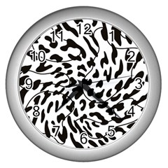 Leopard Print Black And White Wall Clock (silver) by ConteMonfrey