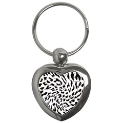 Leopard Print Black And White Key Chain (heart) by ConteMonfrey