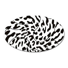 Leopard Print Black And White Oval Magnet by ConteMonfrey