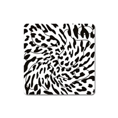 Leopard Print Black And White Square Magnet by ConteMonfrey