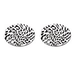 Leopard Print black and white Cufflinks (Oval) Front(Pair)