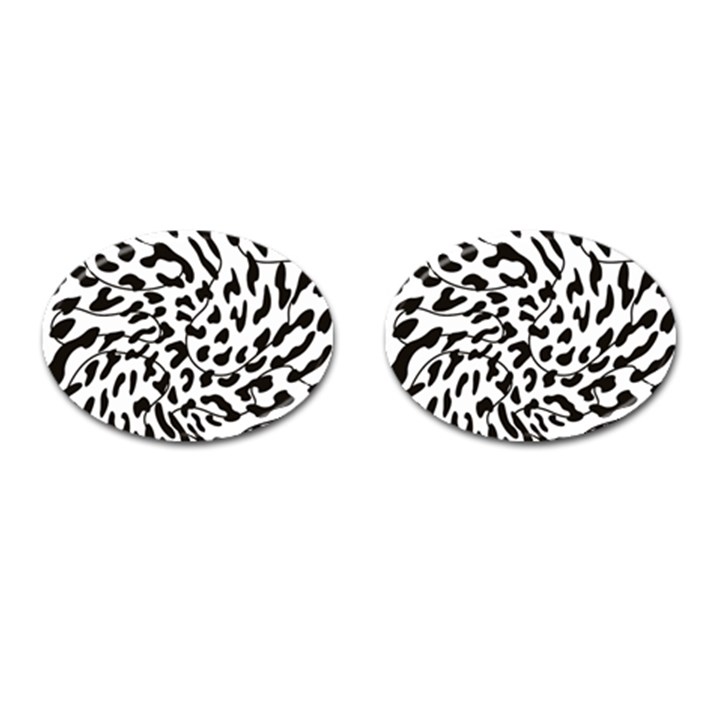 Leopard Print black and white Cufflinks (Oval)