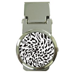 Leopard Print Black And White Money Clip Watches by ConteMonfrey