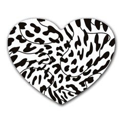 Leopard Print Black And White Heart Mousepads by ConteMonfrey