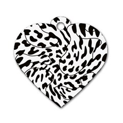 Leopard Print Black And White Dog Tag Heart (two Sides) by ConteMonfrey