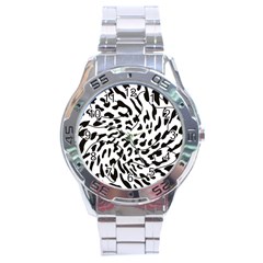 Leopard Print Black And White Stainless Steel Analogue Watch by ConteMonfrey