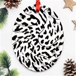 Leopard Print black and white Ornament (Oval Filigree) Front