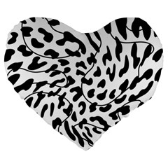 Leopard Print Black And White Large 19  Premium Heart Shape Cushions by ConteMonfrey