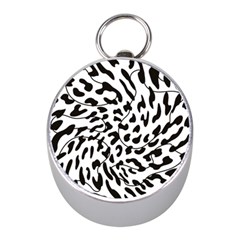 Leopard Print Black And White Mini Silver Compasses by ConteMonfrey