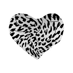 Leopard Print Black And White Standard 16  Premium Flano Heart Shape Cushions by ConteMonfrey