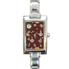 Rabbits, Owls And Cute Little Porcupines  Rectangle Italian Charm Watch by ConteMonfrey