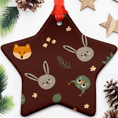 Rabbits, Owls And Cute Little Porcupines  Ornament (star) by ConteMonfrey