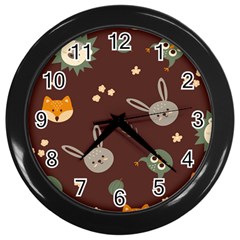 Rabbits, Owls And Cute Little Porcupines  Wall Clock (black) by ConteMonfrey