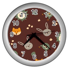 Rabbits, Owls And Cute Little Porcupines  Wall Clock (silver) by ConteMonfrey