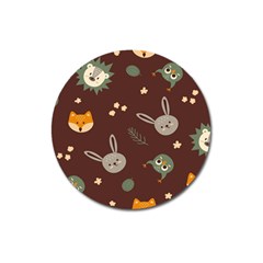 Rabbits, Owls And Cute Little Porcupines  Magnet 3  (round) by ConteMonfrey