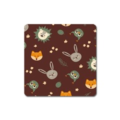 Rabbits, Owls And Cute Little Porcupines  Square Magnet by ConteMonfrey