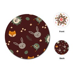 Rabbits, Owls And Cute Little Porcupines  Playing Cards Single Design (round) by ConteMonfrey