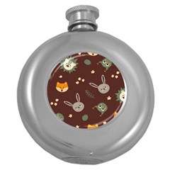 Rabbits, Owls And Cute Little Porcupines  Round Hip Flask (5 Oz) by ConteMonfrey