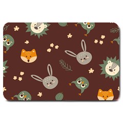 Rabbits, Owls And Cute Little Porcupines  Large Doormat  by ConteMonfrey