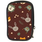 Rabbits, Owls And Cute Little Porcupines  Compact Camera Leather Case Front