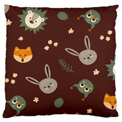 Rabbits, Owls And Cute Little Porcupines  Large Cushion Case (one Side) by ConteMonfrey