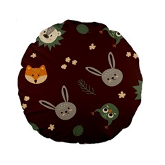 Rabbits, Owls And Cute Little Porcupines  Standard 15  Premium Round Cushions by ConteMonfrey