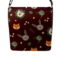 Rabbits, Owls And Cute Little Porcupines  Flap Closure Messenger Bag (l) by ConteMonfrey