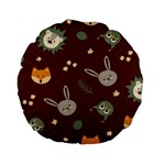 Rabbits, Owls And Cute Little Porcupines  Standard 15  Premium Flano Round Cushions Back