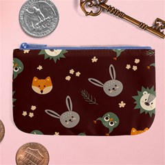 Rabbits, Owls And Cute Little Porcupines  Large Coin Purse by ConteMonfrey