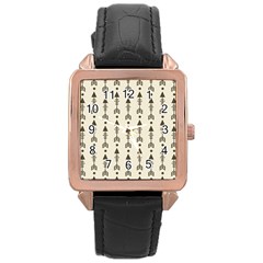 Black And Grey Arrows Rose Gold Leather Watch  by ConteMonfrey