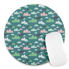 Llama Clouds  Round Mousepads by ConteMonfrey