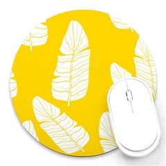 Yellow Banana Leaves Round Mousepads by ConteMonfrey