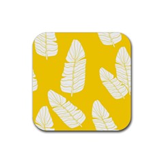 Yellow Banana Leaves Rubber Coaster (square)