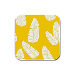 Yellow Banana Leaves Rubber Square Coaster (4 Pack)